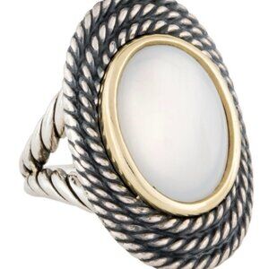 DAVID YURMAN MOON QUARTZ STERLING SILVER & 18K YELLOW GOLD CABLE COIL RING